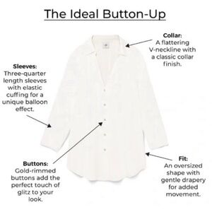 CABI 5715 The Ideal Button Up white collared shirt size medium womens